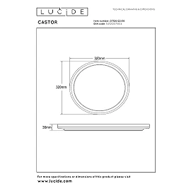 CASTOR flush ceiling light LED 20 W 2700-6500 K + RGB opal (Lucide)