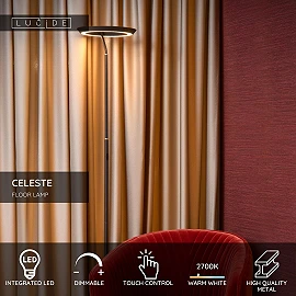 CELESTE LED stāvlampa Ø28 LED 21 W 2700K melna (Lucide)