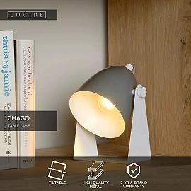 CHAGO galda lampa 14.5x12 cm 1xE14 pelēka (Lucide)