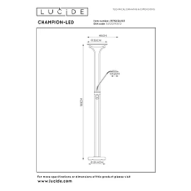 CHAMPION-LED stāvlampa lasīšanai LED 20W + 4W bronza (Lucide)