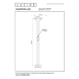 CHAMPION-LED stāvlampa lasīšanai LED 20W + 4W satīna hroma (Lucide)