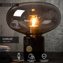 CHARLIZE galda lampa Ø23 cm 1 x 40 W E27 melna (Lucide)