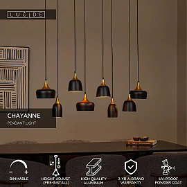 CHAYANNE piekarama lampa 8 x 10 W E14 melna (Lucide)