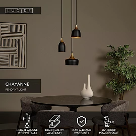 CHAYANNE piekarama lampa Ø30 cm 3 x 10 W E14 melna (Lucide)