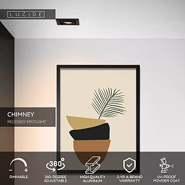 CHIMNEY recessed spotlight 1xGU10 Black (Lucide)