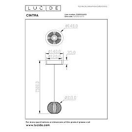 CINTRA pendant light LED 1x5.7 W 2700 K Ø14 cm transparent (Lucide)