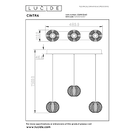 CINTRA pendant light LED 3x4.7 W 2700 K 48 cm transparent (Lucide)