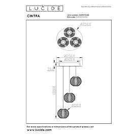 CINTRA pendant light LED 3x4.7 W 2700 K Ø25 cm transparent (Lucide)