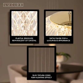CINTRA pendant light LED 5x4.7 W 2700 K Ø32 cm transparent (Lucide)
