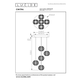 CINTRA pendant light LED 5x4.7 W 2700 K Ø32 cm transparent (Lucide)
