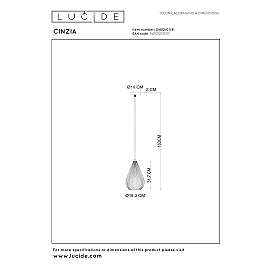 CINZIA Pendant light Ø18,3 cm E27 white (Lucide)
