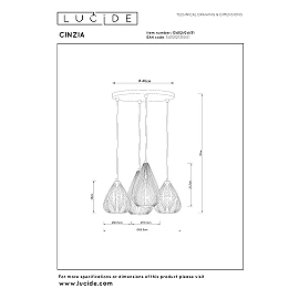 CINZIA Pendant light Ø55,5 cm 4xE27 white (Lucide)