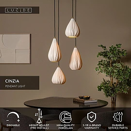 CINZIA Pendant light Ø55,5 cm 4xE27 white (Lucide)