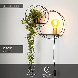CIRCLE Wall light 1xE27 black (Lucide)