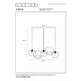 CIRCLE pendant light 104 cm 3 x E27 black (Lucide)