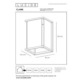 CLAIRE outdoor wall light 1xE27 Anthracite (Lucide)