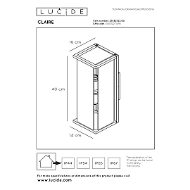 CLAIRE outdoor wall light 2xE27 Anthracite (Lucide)