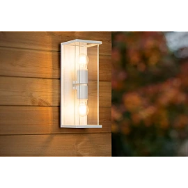 CLAIRE outdoor wall light 2xE27 White (Lucide)