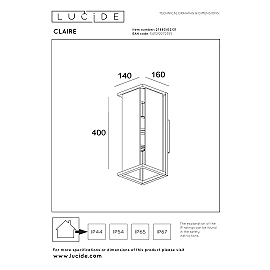 CLAIRE outdoor wall light 2xE27 White (Lucide)