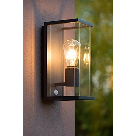 CLAIRE outdoor wall light 1xE27 with motion sensor Anthracite (Lucide)