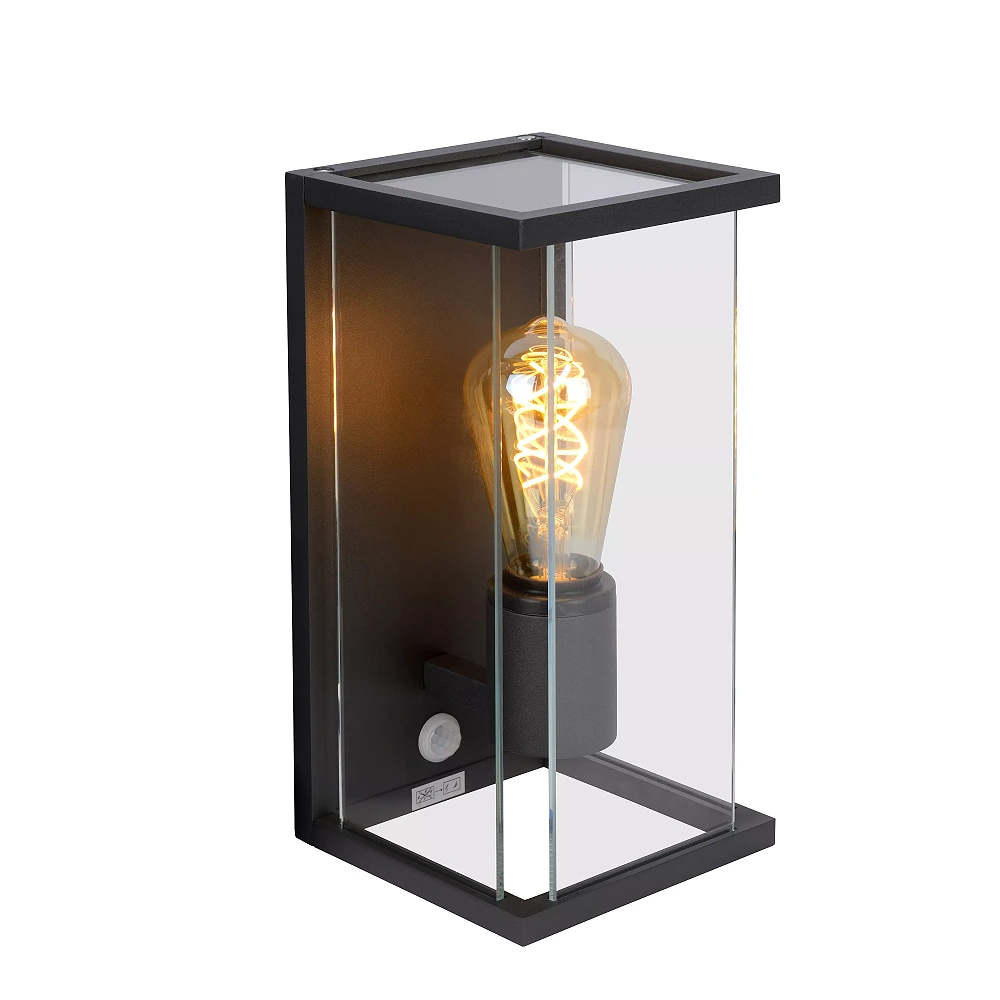 CLAIRE outdoor wall light 1xE27 with motion sensor Anthracite (Lucide)