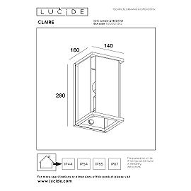 CLAIRE outdoor wall light 1xE27 with motion sensor White (Lucide)