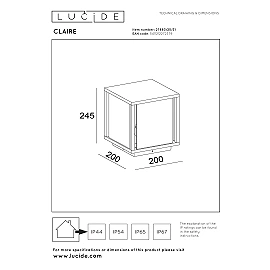 CLAIRE outdoor bollard 1xE27 White (Lucide)
