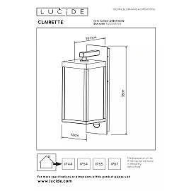 CLAIRETTE LED outdoor wall light with motion and dusk sensor 1 x 13 W 3000K anthracite (Lucide)