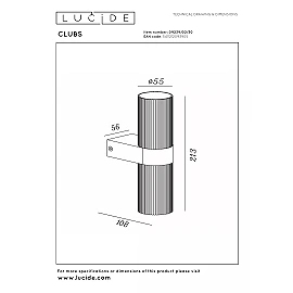 CLUBS wall spotlight 2xGU10 black (Lucide)