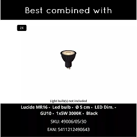 CLUBS wall spotlight 2xGU10 black (Lucide)