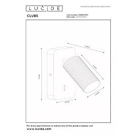 CLUBS bedside wall light 1xGU10 white (Lucide)