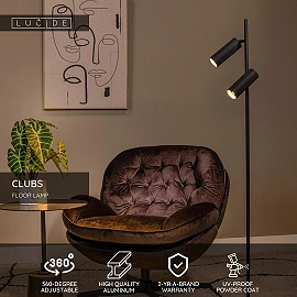 CLUBS floor lamp 2xGU10 black (Lucide)