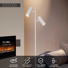 CLUBS floor lamp 2xGU10 white (Lucide)