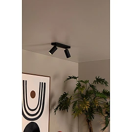 CLUBS ceiling spotlight 2xGU10 black (Lucide)