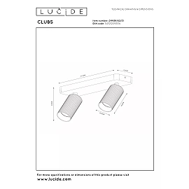 CLUBS ceiling spotlight 2xGU10 white (Lucide)