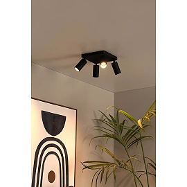 CLUBS ceiling spotlight 4xGU10 black (Lucide)