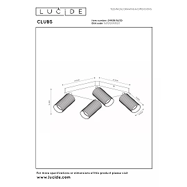 CLUBS ceiling spotlight 4xGU10 black (Lucide)