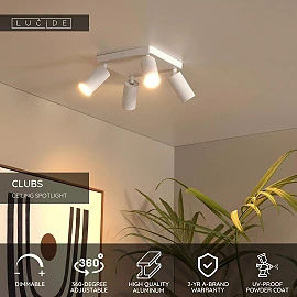 CLUBS ceiling spotlight 4xGU10 white (Lucide)