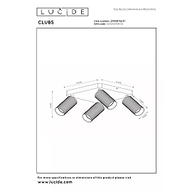 CLUBS ceiling spotlight 4xGU10 white (Lucide)