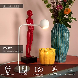 COMET rechargeable LED desk lamp 3W 2700K white (Lucide)