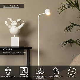 COMET rechargeable LED floor lamp 3W 2700K white (Lucide)