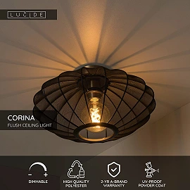 CORINA Flush ceiling light Ø40 cm 1xE27 black (Lucide)