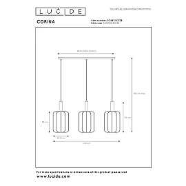 CORINA Pendant light 3xE27 cream (Lucide)
