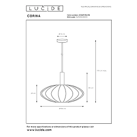 CORINA Pendant light Ø50 cm 1xE27 cream (Lucide)