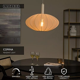 CORINA Pendant light Ø50 cm 1xE27 cream (Lucide)
