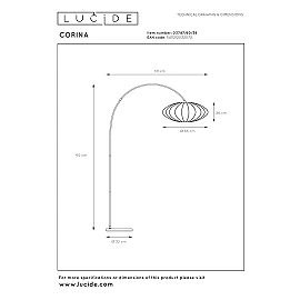 CORINA Arc floor lamp 131x55 cm E27 cream (Lucide)