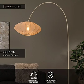 CORINA Arc floor lamp 131x55 cm E27 cream (Lucide)