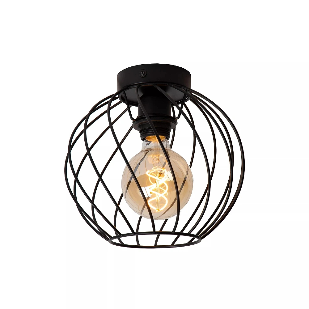 DANZA Flush ceiling light Ø25 cm 1xE27 black (Lucide)