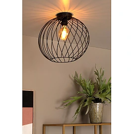 DANZA Flush ceiling light Ø40 cm 1xE27 black (Lucide)