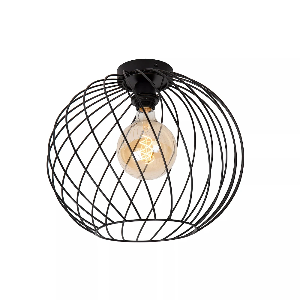 DANZA Flush ceiling light Ø40 cm 1xE27 black (Lucide)